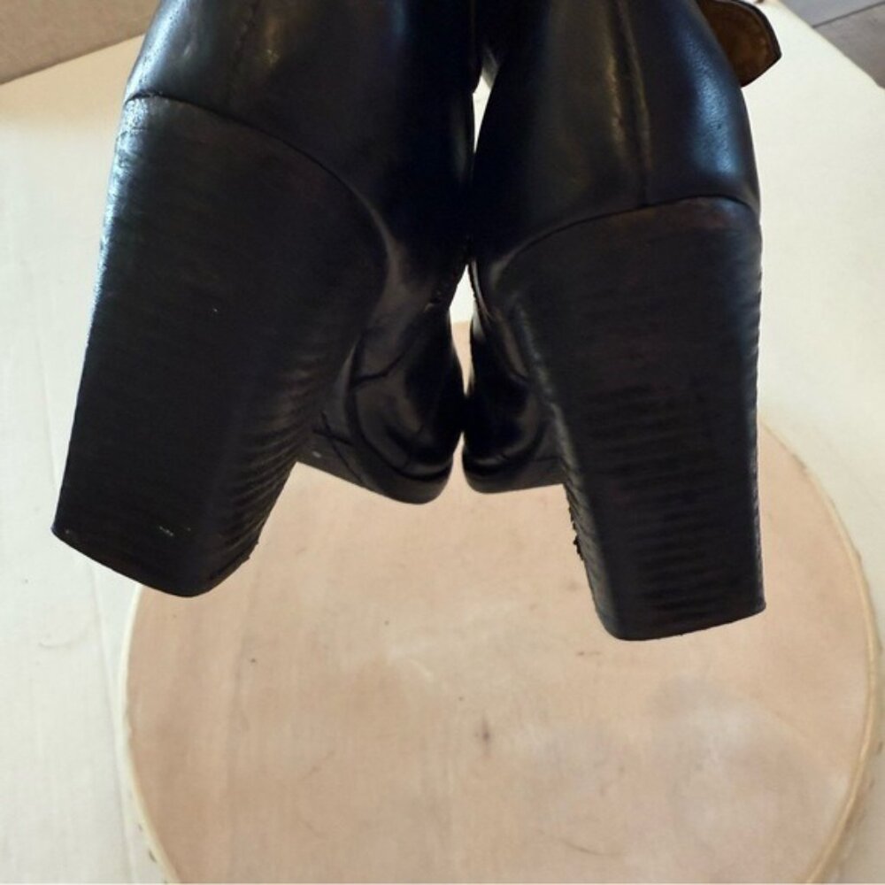 Frye Women’s Ankle Boot Patty Riding Bootie Black Leather Block Heel Size 7 - Picture 7 of 14